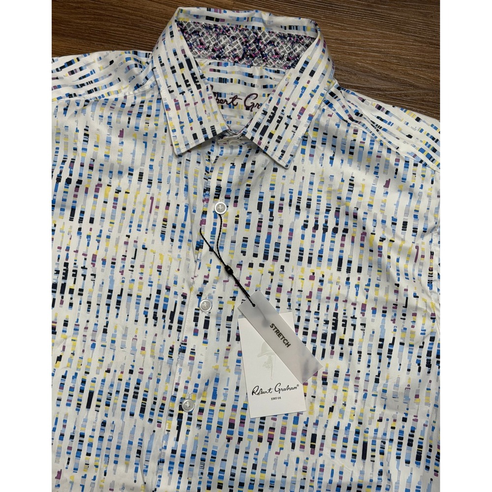 Robert Graham Farren Flip Cuff Mens Multi Color Patterned Classic Fit Shirt Sz S